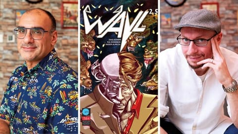 Illustrator Yasser Alireza (left) was adamant that Wayl be brown, so Arabs of every ethnicity could relate to a super-being. Zaid Aladham started work on Wayl right after the Middle East Film and Comic Con was announced in 2012 