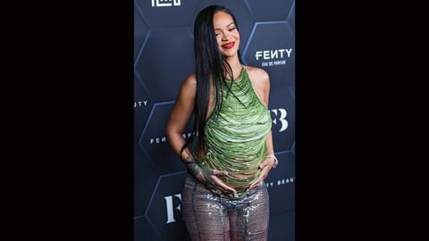 Rihanna is so at ease with her new shape that she doesn’t feel the need to modify her habitually provocative style of dressing 