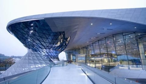 Petrolheads will love the magnificent BMW Welt. 