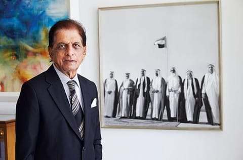 Ramesh Shukla with the iconic picture of UAE’s leaders that he captured in 1971. 