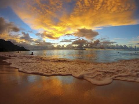 Beautiful sunset at Seychelles beach. 