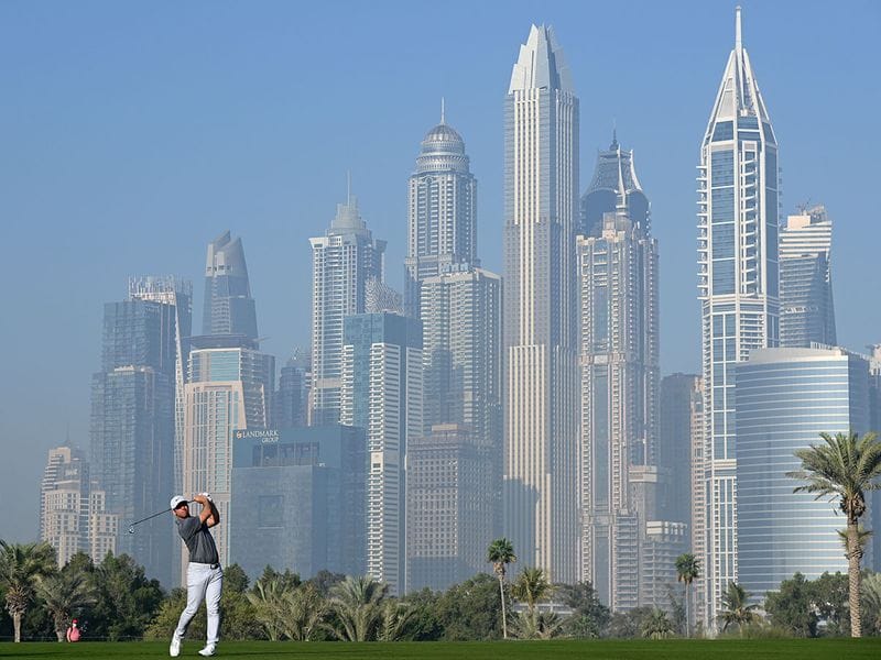 Paul Casey in action at the Omega Dubai Desert Classic