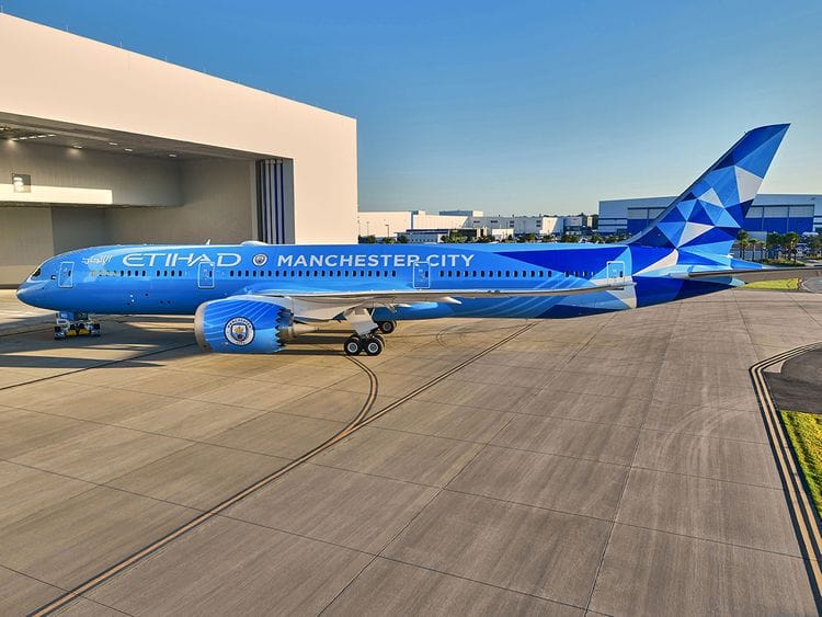 Etihad unveils new Manchester City-branded Boeing Dreamliner